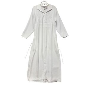 VTG Jody California  White Floral Embroidered Maxi Dress 18W Petite USA Made